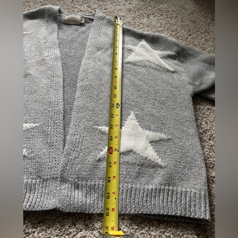 Dreamers Knit Open Front Cardigan Gray with White Stars Size X-Small - Picture 8 of 8
